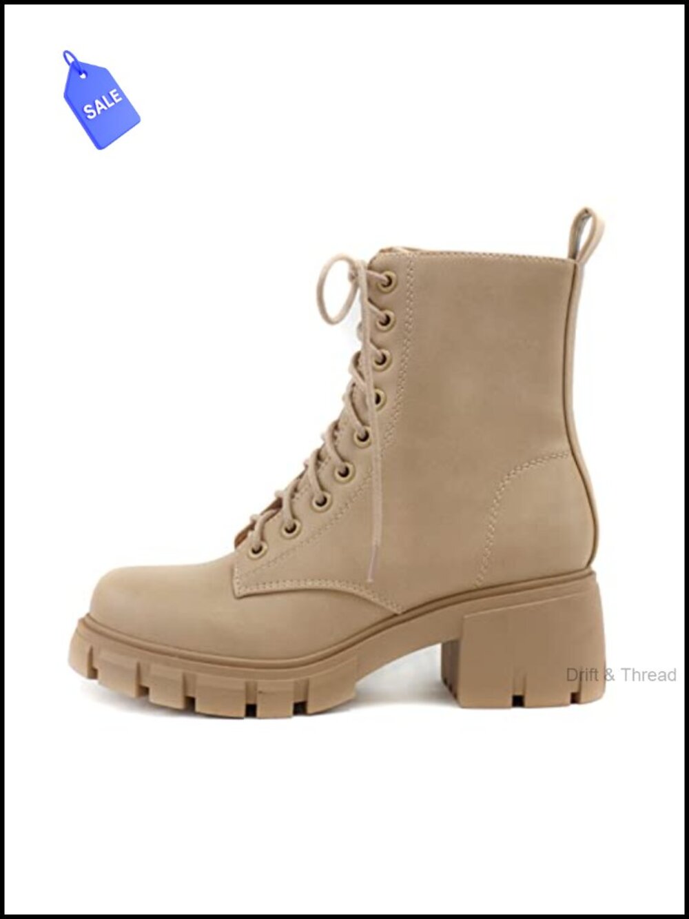 Women's Combat Ankle Boot with Lug Sole and Side Zipper